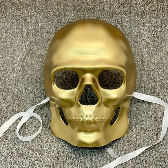 Gold Skull Day of The Dead Halloween Face Mask - Picture 2 of 3